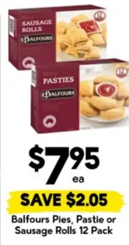 Drakes Balfours Ples, Pastie or Sausage Rolls 12 Pack offer