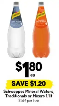 Drakes Schweppes Mineral Waters, Traditionals or Mixers offer