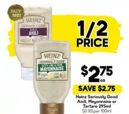 Drakes Heinz Seriously Good Aioli, Mayonnaise or Tartare offer
