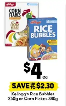 Drakes Kellogg's Rice Bubbles or Corn Flakes offer