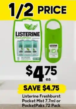 Drakes Listerine Freshburst Pocket Mist or PocketPaks offer