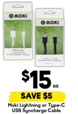 Drakes Moki Lightning or Type-C USB Syncharge Cable offer