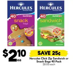 Drakes Hercules Click Zip Sandwich or Snack Bags offer