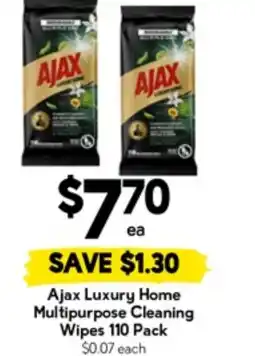 Drakes Ajax Luxury Home Multipurpose Cleaning Wipes 110 Pack offer