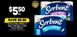 Drakes Sorbent Silky White or Hypo-Allergenic Toilet Tissue 12 Pack offer