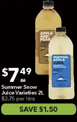 Ritchies Summer Snow Juice Varieties offer