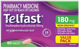 Discount Drug Stores Telfast Hayfever Allergy Relief 180mg Value Pack 80 Tablets offer