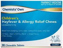 Discount Drug Stores Chemists’ Own Children’s Hayfever & Allergy Relief Chews 30 Tablets offer