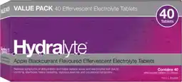Discount Drug Stores Hydralyte Effervescent Electrolyte Tablets Apple Blackcurrant Flavour 40 Pack offer