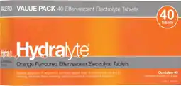 Discount Drug Stores Hydralyte Effervescent Electrolyte Tablets Orange Flavour 40 Pack offer