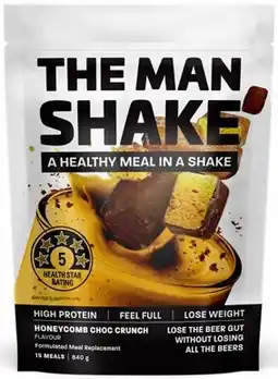 Discount Drug Stores The Man Shake Honeycomb Choc Crunch Flavour 840g offer