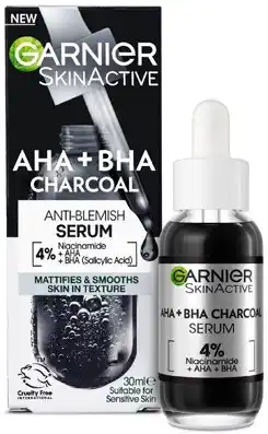 Discount Drug Stores Garnier Skin Active Pure Active AHA+BHA Charcoal Anti-Blemish Serum 30mL offer