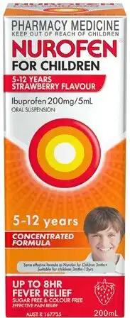 Discount Drug Stores Nurofen For Children 5-12 Years Strawberry Flavour 200mL offer
