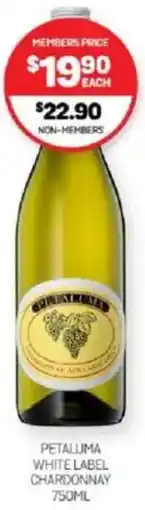 Harry Brown Petaluma white label chardonnay offer