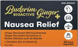 Pharmacy Best Buys Buderim Bioactive Ginger+ Nausea Relief 20 Capsules offer