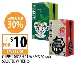 Supabarn Clipper organic tea bags selected varieties offer