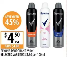 Supabarn Rexona deodorant selected varieties offer
