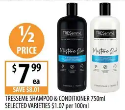 Supabarn Tresseme shampoo & conditioner selected varieties offer