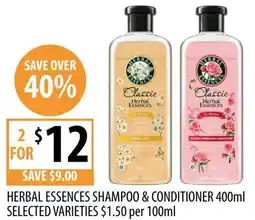 Supabarn Herbal essences shampoo & conditioner selected varieties offer
