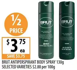 Supabarn Brut antiperspirant body spray selected varieties offer