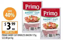 Supabarn Primo short cut rindless bacon offer