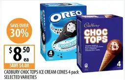 Supabarn Cadbury choc tops ice cream cones selected varieties offer