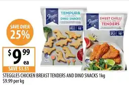 Supabarn Steggles chicken breast tenders and dino snacks offer