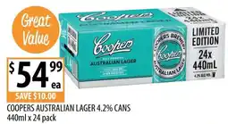 Supabarn Coopers australian lager 4.2% cans offer