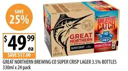 Supabarn Great northern brewing co super crisp lager 3.5% bottles offer
