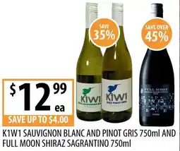 Supabarn K1w1 sauvignon blanc and pinot gris and full moon shiraz sagrantino offer