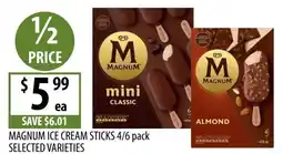 Supabarn Magnum ice cream sticks selected varieties offer