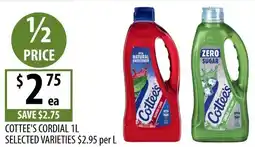 Supabarn Cottee's cordial selected varieties offer