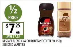 Supabarn Nescafe blend 43 & gold instant coffee selected varieties offer
