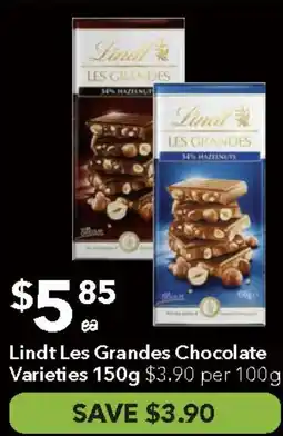 Ritchies Lindt Les Grandes Chocolate Varieties offer