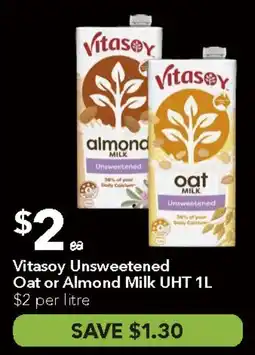 Ritchies Vitasoy Unsweetened Oat or Almond Milk UHT offer
