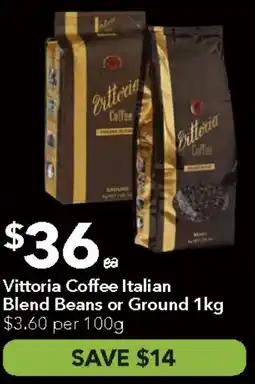 Ritchies Vittoria Coffee Italian Blend Beans or Ground offer