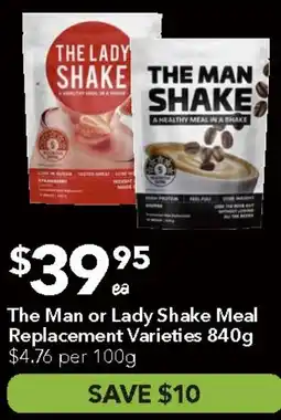 Ritchies The Man or Lady Shake Meal Replacement Varieties offer