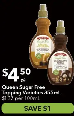 Ritchies Queen Sugar Free Topping Varieties offer