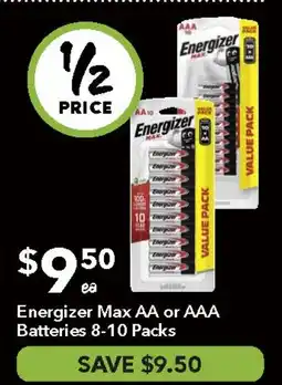 Ritchies Energizer Max AA or AAA Batteries offer