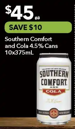 Ritchies Southern Comfort and Cola 4.5% Cans offer