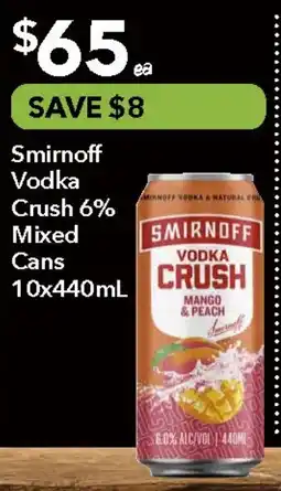 Ritchies Smirnoff Vodka Crush 6% Mixed Cans offer
