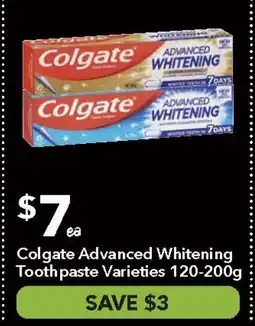 Ritchies Colgate Advanced Whitening Toothpaste Varieties offer