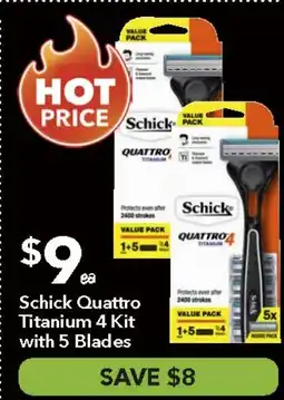 Ritchies Schick Quattro Titanium 4 Kit with 5 Blades offer