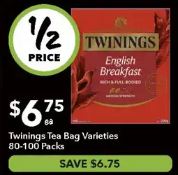 Ritchies Twinings Tea Bag Varieties offer