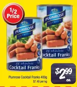 Farmer Jack's Plumrose Cocktail Franks offer