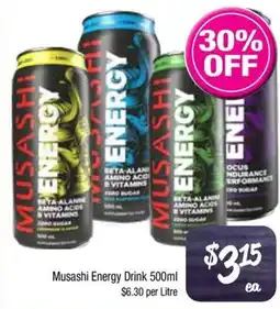 Farmer Jack's Musashi Energy Drink offer