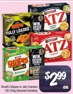 Farmer Jack's Arnott's Shapes or Jatz Crackers offer