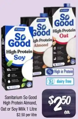 Farmer Jack's Sanitarium So Good High Protein Almond, Oat or Soy Milk offer