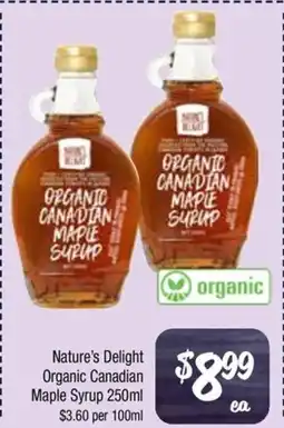 Farmer Jack's Nature's Delight Organic Canadian Maple Syrup offer