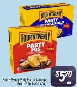 Farmer Jack's Four'N Twenty Party Pies or Sausage Rolls offer